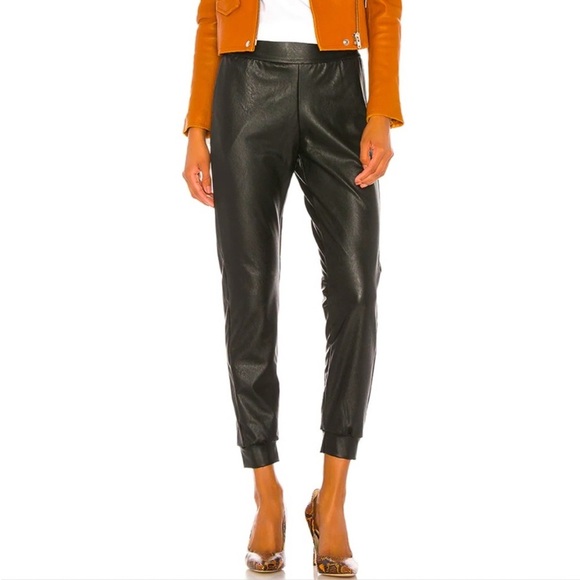 Commando Pants - Commando Black Faux Leather Joggers Size S
